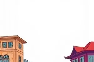 冒险热血条漫《雪线之上》横版封面，暴风雪中的登山队剪影