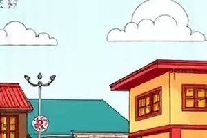 奇幻条漫《潮汐信使》横版封面，涨潮海面与送信小舟